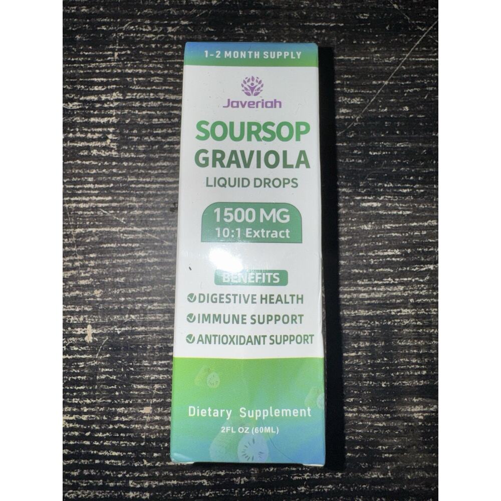 Javeriah Soursop Graviola Drops 1500 Mg Immune Herbal Extract 2oz Ex 10/2027
